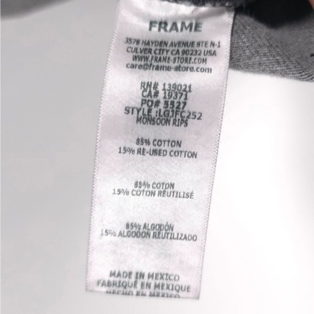 NWT FRAME LE GARÇON CROP Mid Rise Straight Fit Distressed Monsoon Jeans Size 25 - Picture 15 of 16